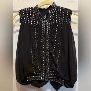 ASOS Black Beaded Chiffon Blouse